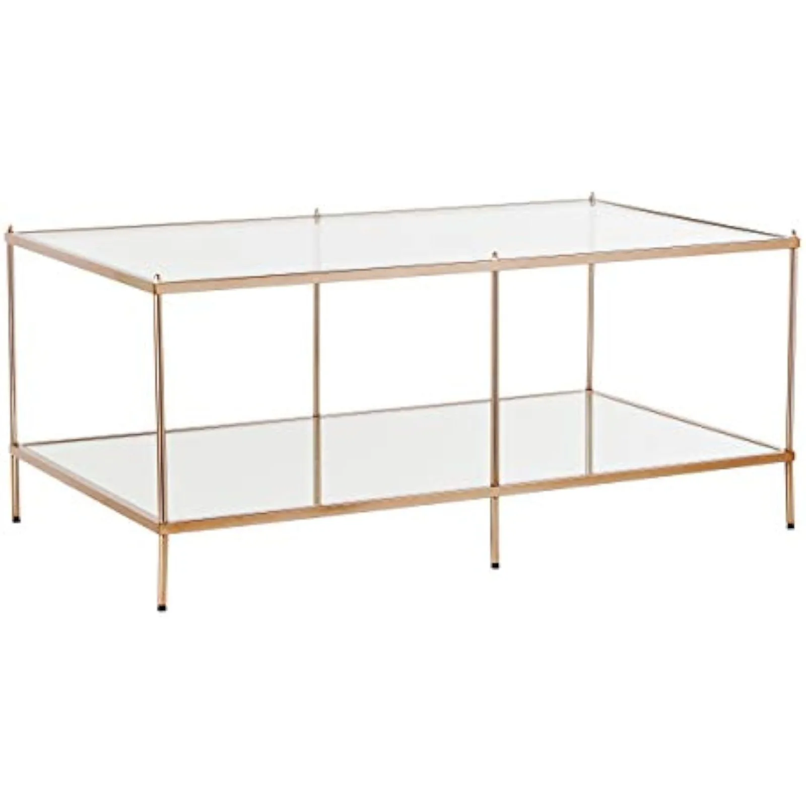 

US Mirrored 2-Tier, Coffee Table, Gold, 42.25"W X 24"D X 19"H