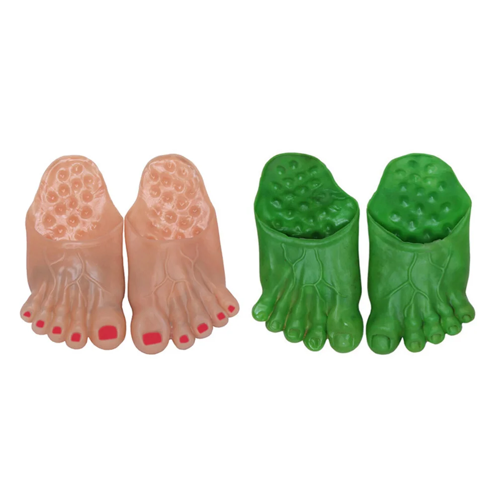 2 pary kapci rekwizytów na Halloween Kreatywne gigantyczne stopy Kostium na imprezę Rekwizyty na Halloween w kolorze zielonej skóry