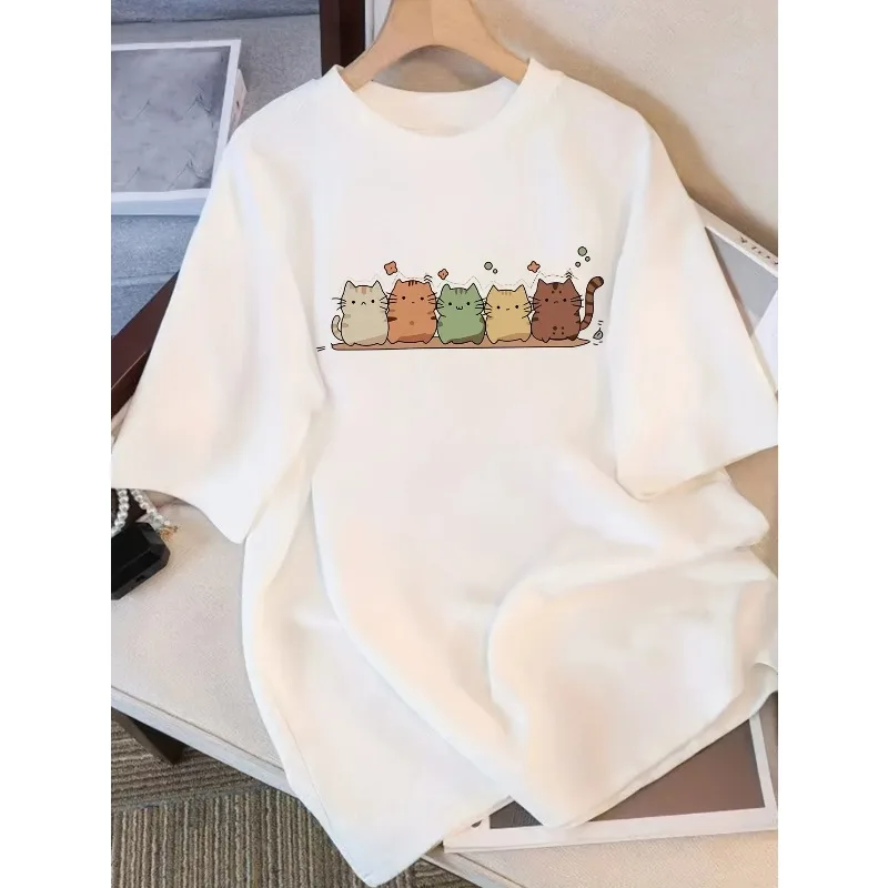 

Дышащая, быстросохнущая, свободная и удобная повседневная повседневная футболка с круглым вырезом и короткими рукавами с милым котенком и забавным узором, с 3D принтом