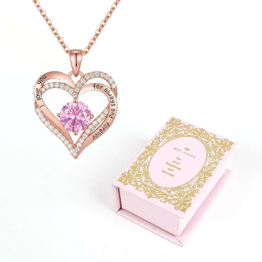 Heart Luxury Pink Pendant Necklaces With Mini Book Gift Box For Women Mother Girlfriend Christmas Day Birthday Choice Jewelry view 2