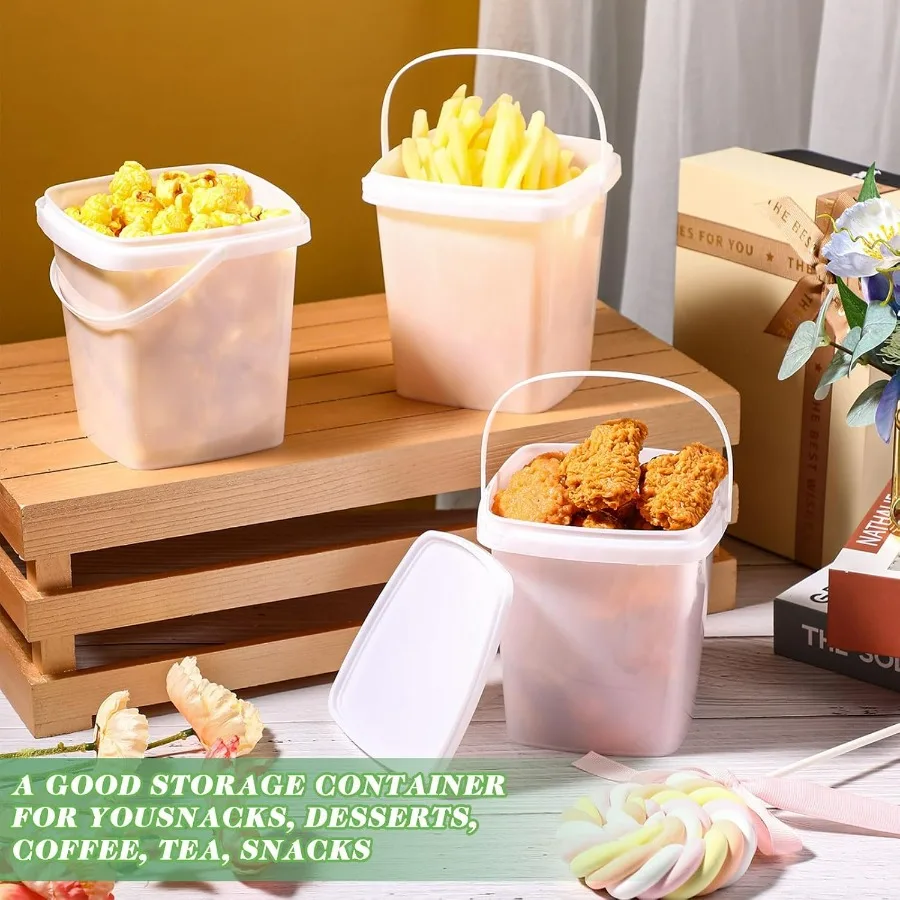 24 قطعة 3 كيو تي/ 101 أونصة/ 3 لتر حاويات طعام بلاستيكية، دلاء آيس كريم سعة 0.74 جالون مع أغطية ومقبض مربع ديلي كونتاي قابل لإعادة الاستخدام