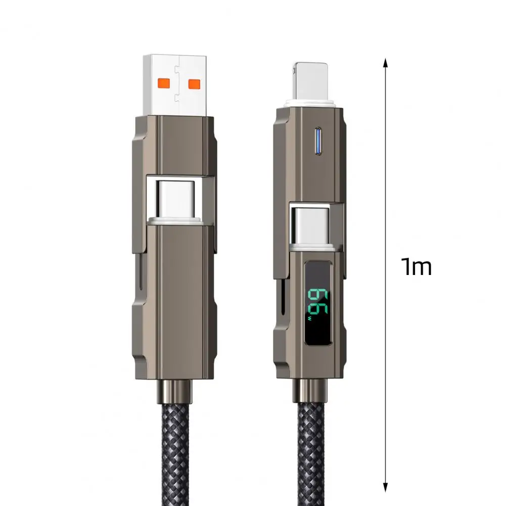 كابل USB C إلى 8pin كابل شحن شاشة البطارية 4 في 1 مع شحن سريع Pd66w لبيانات مضفرة أندرويد 100 سم للهاتف المحمول