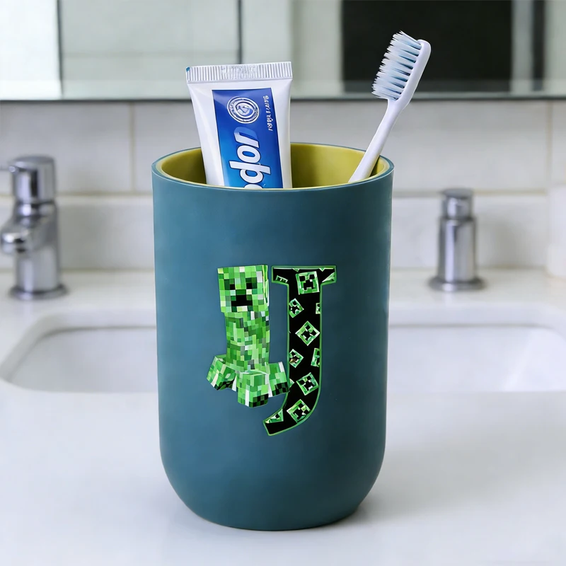 

Популярная игровая кружка для зубных щеток с буквами A-Z в стиле Minecraft, мультяшная, для полоскания рта, для мальчиков и девочек, держатель для зубных щеток в ванную комнату ​ Подарок на день рождения