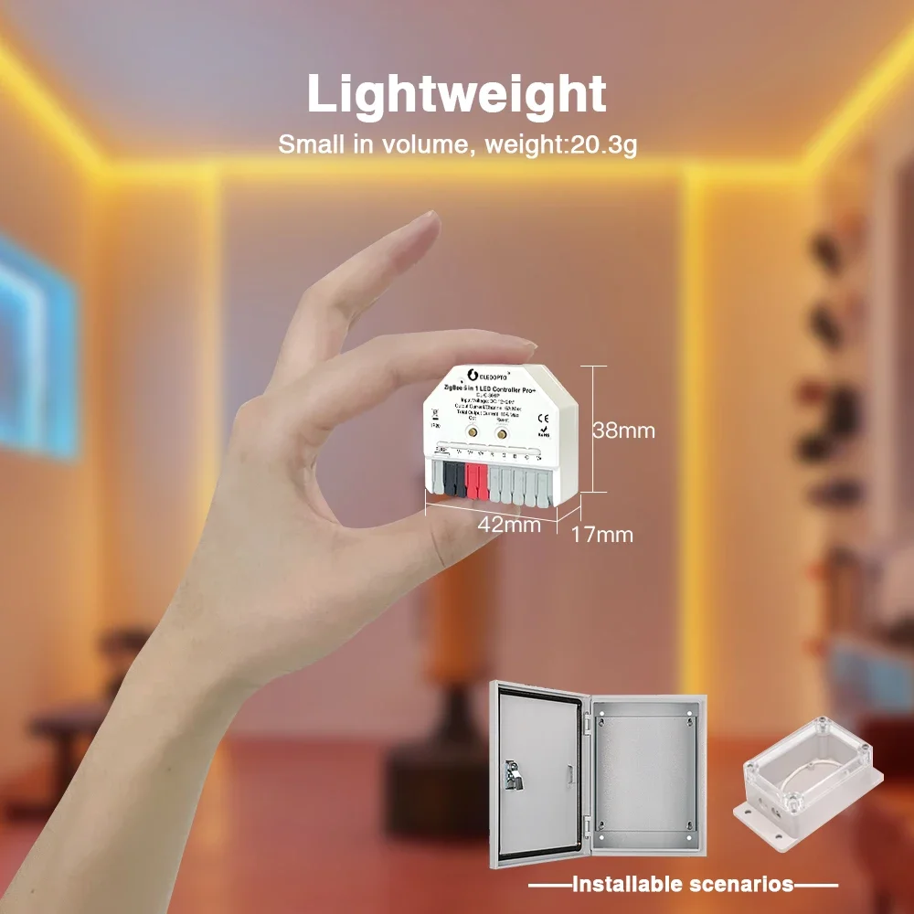 Controller LED 2.4G CCT DM RGBWC RF ZIGBEE3.0 con SmartThings Alexa APP Voice per striscia CCT ultra sottile a 2-3 fili