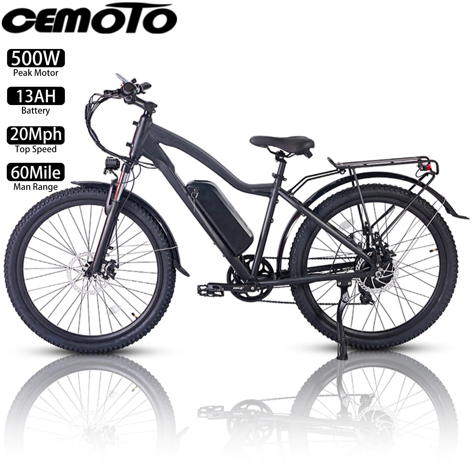 

26-дюймовый электрический горный велосипед, 500 Вт, 20 миль в час, 60 миль, городской пригородный электрический велосипед, 48 В, 13 Ач, новинка 2025 года