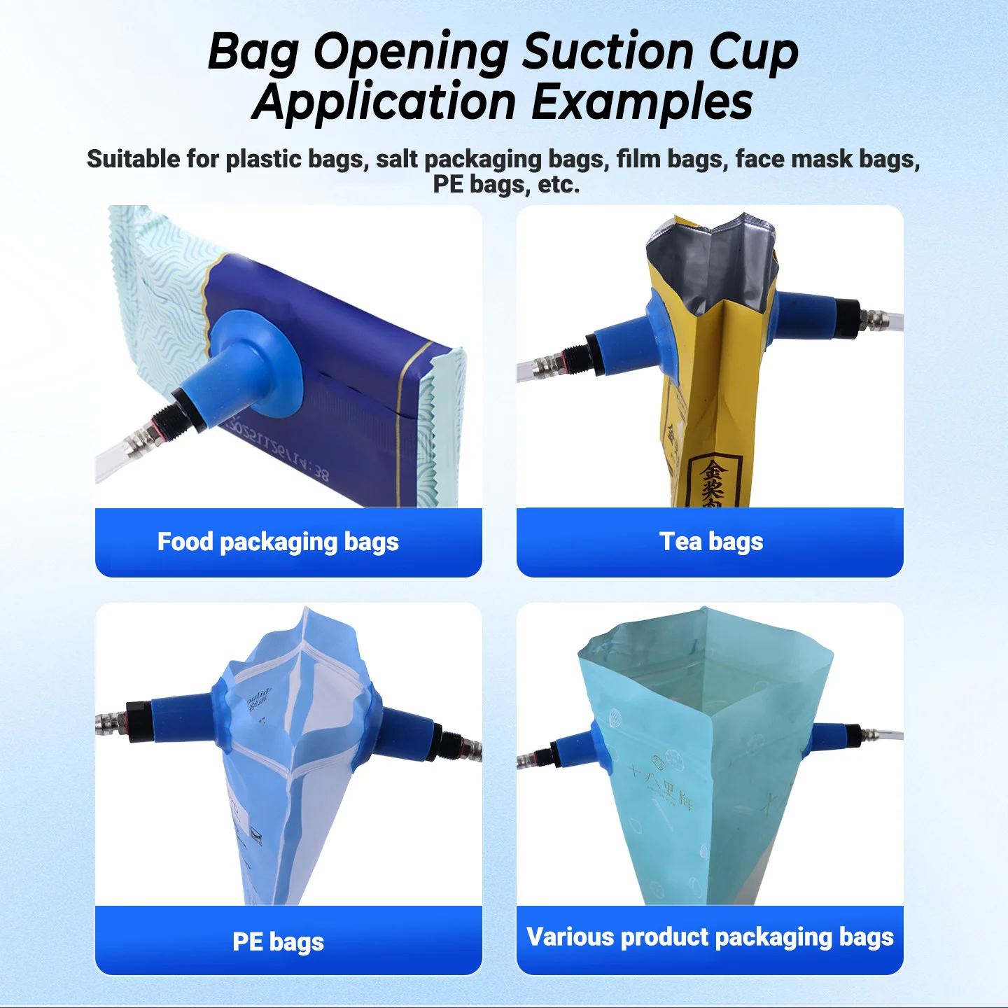 5pcs Pack Bag-Opening Suction Cup High-Suction For Manipulator Thin Plastic Film Bags Vacuum Gripper Pad