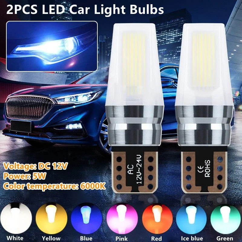 2PCS 5W LED Car Light Bulbs COB Chip Clearance Wedge License Doom Parking Lamp