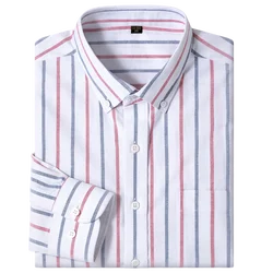 Classic Vertical Striped Button-Up Oxford Dress Shirt for Men - Formal Wear for Business Occasions, for Spring and Fall Season