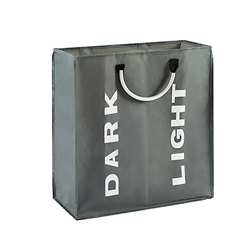 Foldable Laundry Basket Double Grid Laundry Storage Basket Household Folding Laundry Bag Dirty Clothes Laundry Basket