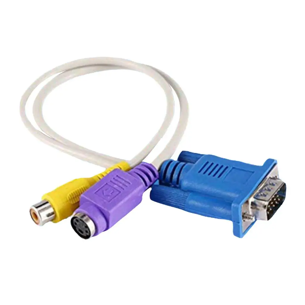 15 Pin Portable VGA SVGA Adapter Composite Converter Cable