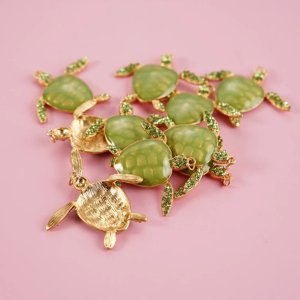 8 Pieces Turtle Pendant Marine Life DIY Bracelet Necklace Keychain Jewelry Fashion Style Beach Theme Gift Female Girl