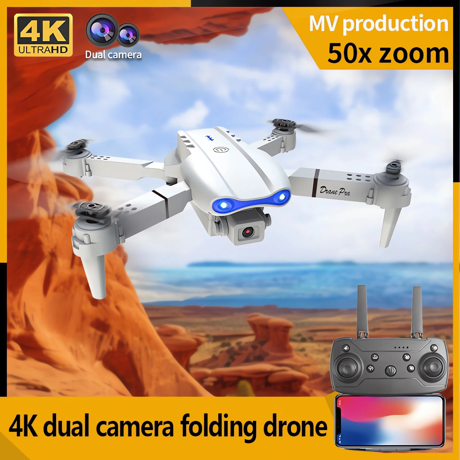 New MINI E99Pro RC Drone 4K Professinal With Wide Angle Dual HD Camera Foldable RC Helicopter 5G WIFI FPV Height Hold Apron Sell