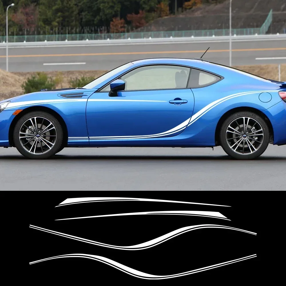 

4Pcs Car Side Door Body Stickers For Subaru BRZ STI Toyota GT86 GR86 Racing Stripe Sport Style Vinyl Film Decals Car Accessories