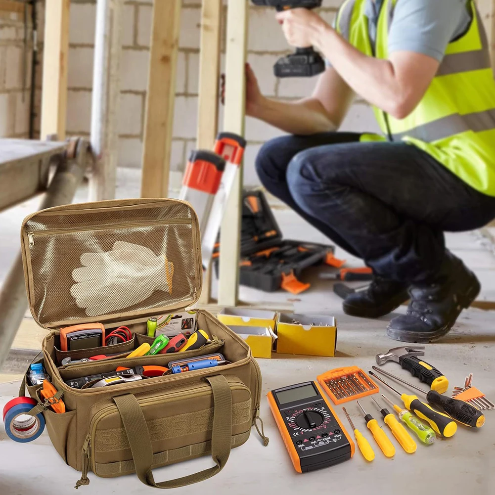 

14-дюймовая сверхмощная сумка для инструментов, сумка для организации инструментов, сумка для переноски ручных инструментов для механика, электрика, плотника, строителя, сантехника