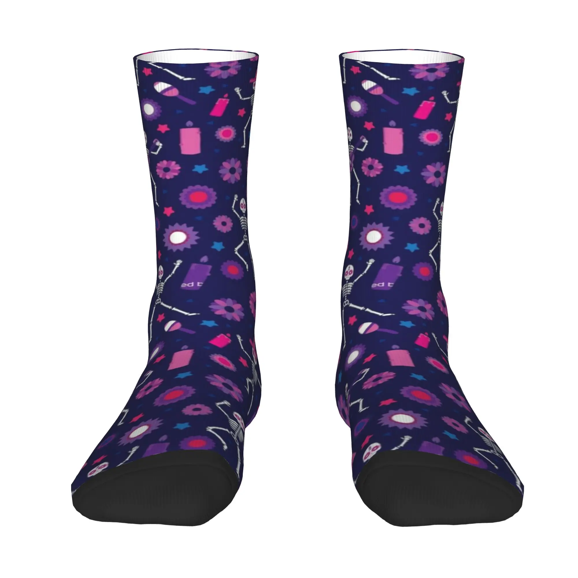 Custom Halloween Skull Pattern Dress Socks for Men Women Warm Fashion  Crew Socks