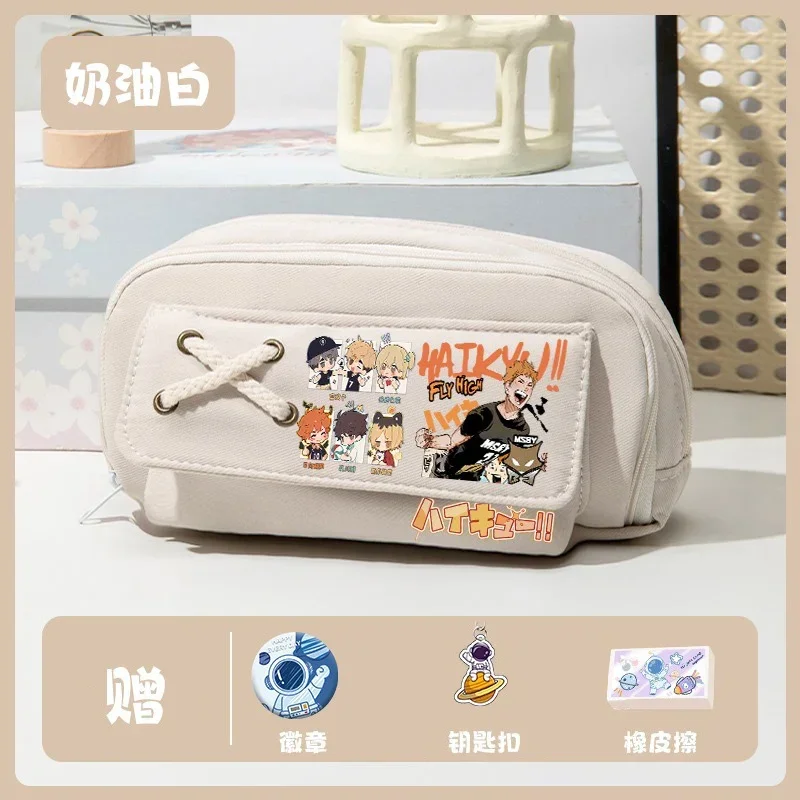 

2 Layers 21×5.5×11cm,Black White Green Blue,Haikyuu, Anime Pencil Case Pen Bag, Kids Teens Pencilcase Girls Boys School Supplies