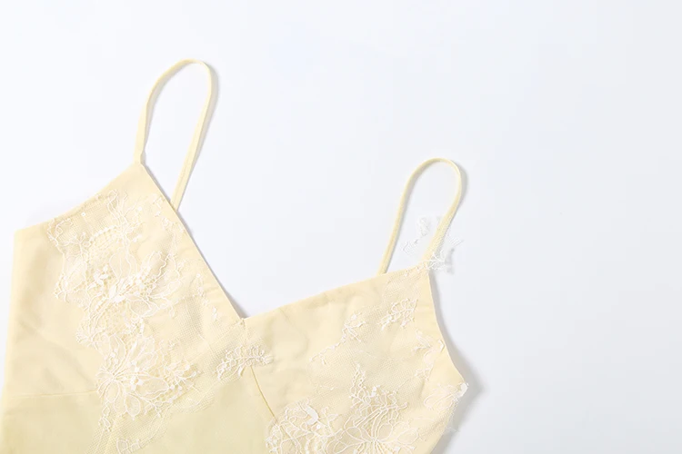 Weird Puss Pailletten-Spitzen-Patchwork 2-teiliges Set für Damen, durchsichtiges Camisole mit tiefem Ausschnitt + Rock mit elastischem Bund und Stufenabschluss, süße Sommer-Outfits – Detail 10
