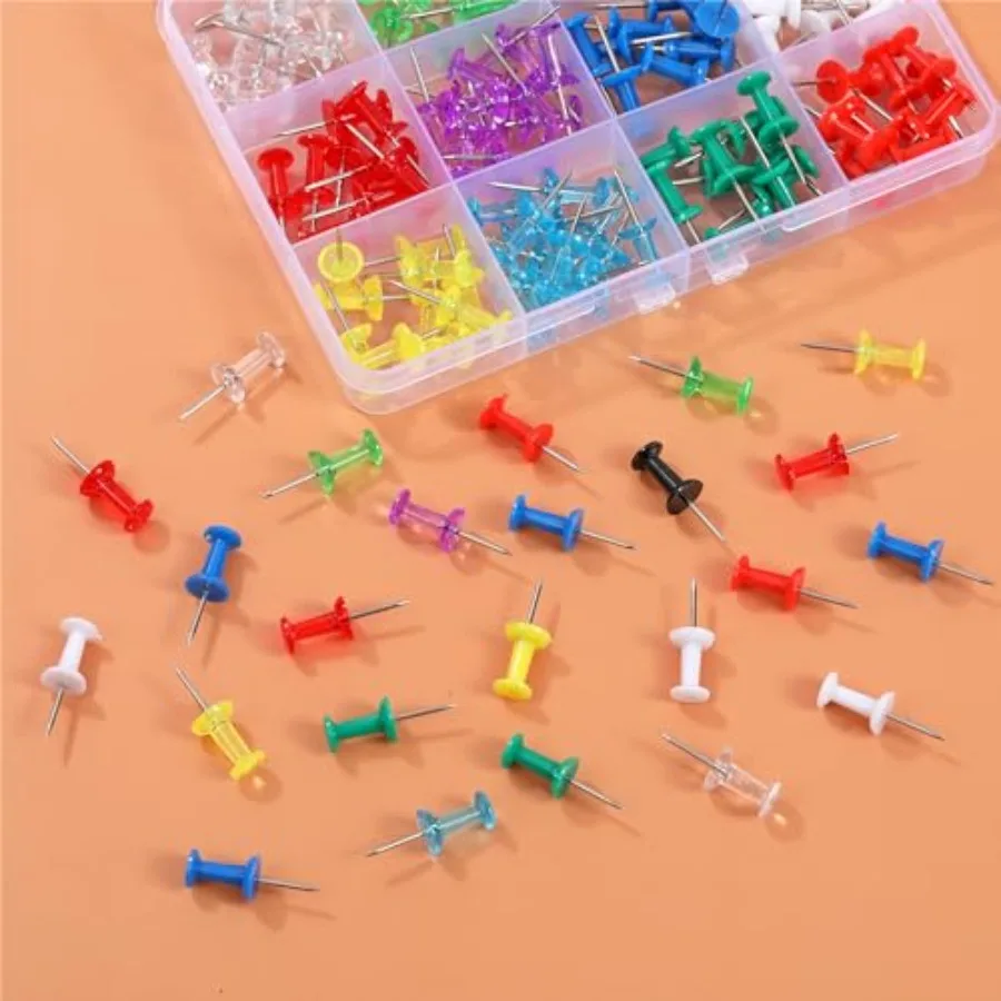12 لون 150 قطعة دبابيس ضغط Strd الإبهام المسامير نقطة الصلب ودبابيس ضغط البلاستيك للوحة الإعلانات لوحة الفلين والجدار #5
