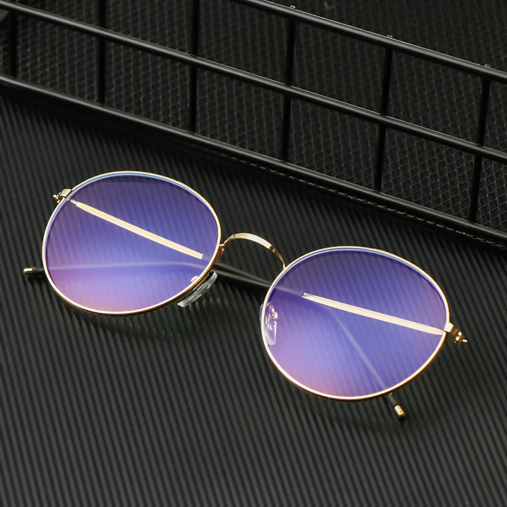 نظارات دائرية كلاسيكية من الدرجات عبر الإنترنت بإطار خفيف للغاية ومضاد للضوء الأزرق لحماية النظارات