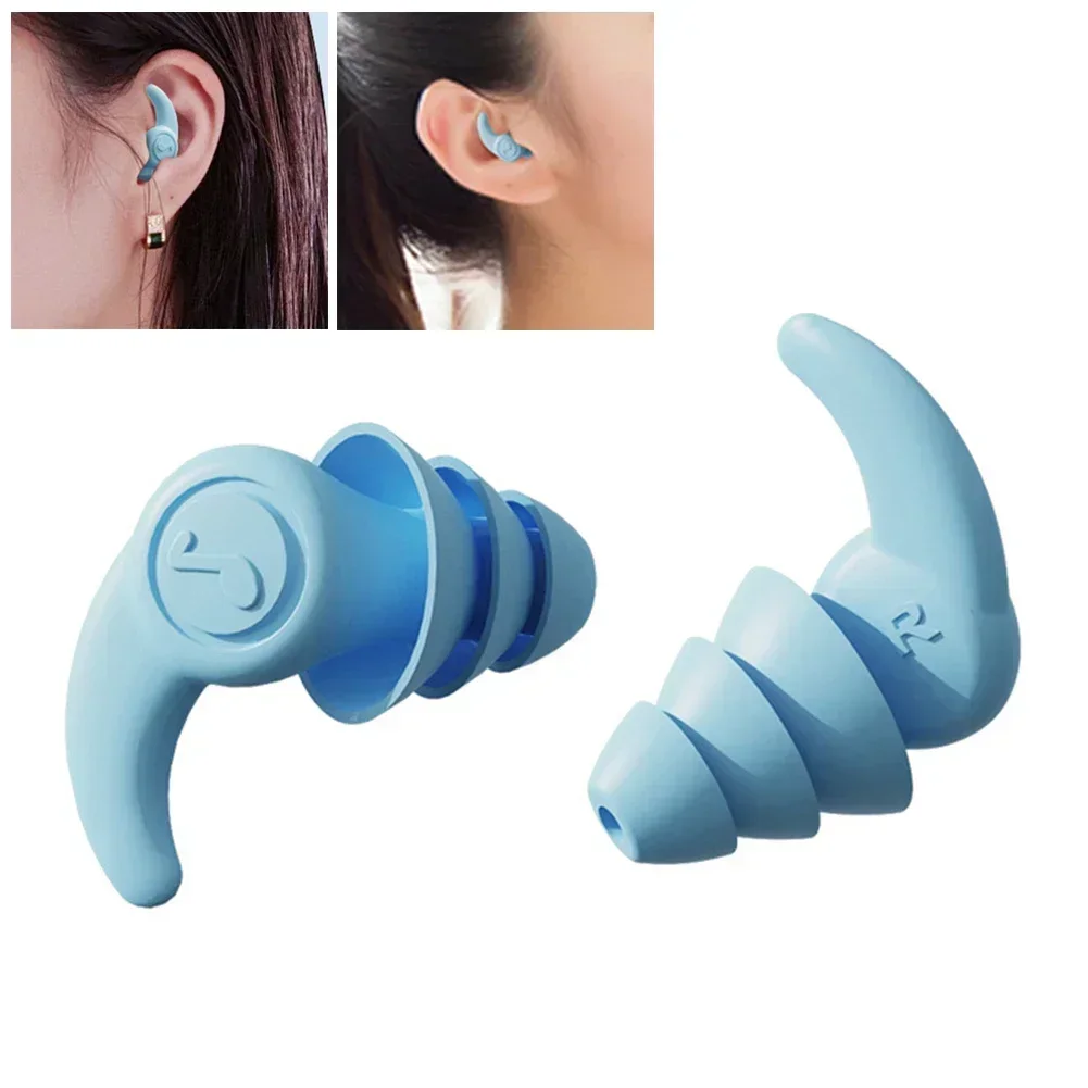 Soundproof Earplugs Three Layer Soft Comfort Silicone Earplugs Noise Reduction Sleep Ear Protection Waterproof Swimming Ear Plug