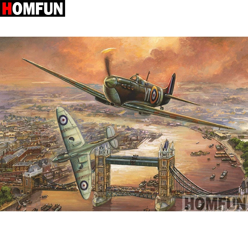 

HOMFUN 5D DIY Diamond Painting Full Square/Round Drill "Combat aircraft" 3D Embroidery Cross Stitch gift Home Decor A08239