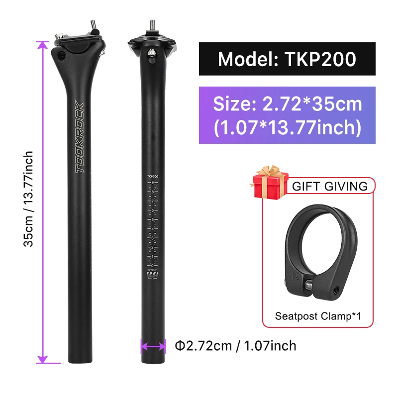 TOSEEK Carbon-Sattelstütze 27,2 31,6mm Länge 400mm Matt Schwarz MTB Rennrad Sattelstütze Fahrradteile MTB Carbon Kanu