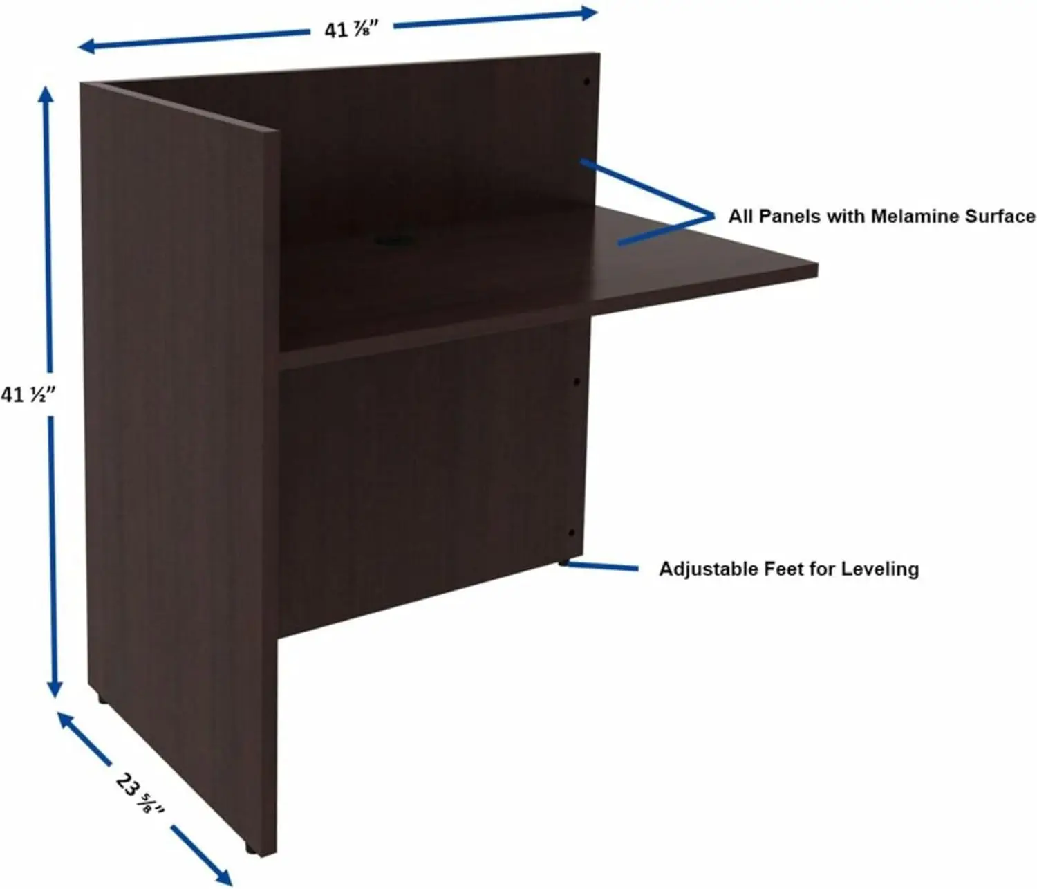 LLR18309 42 in. Laminate Contemporary Reception Desk Espresso