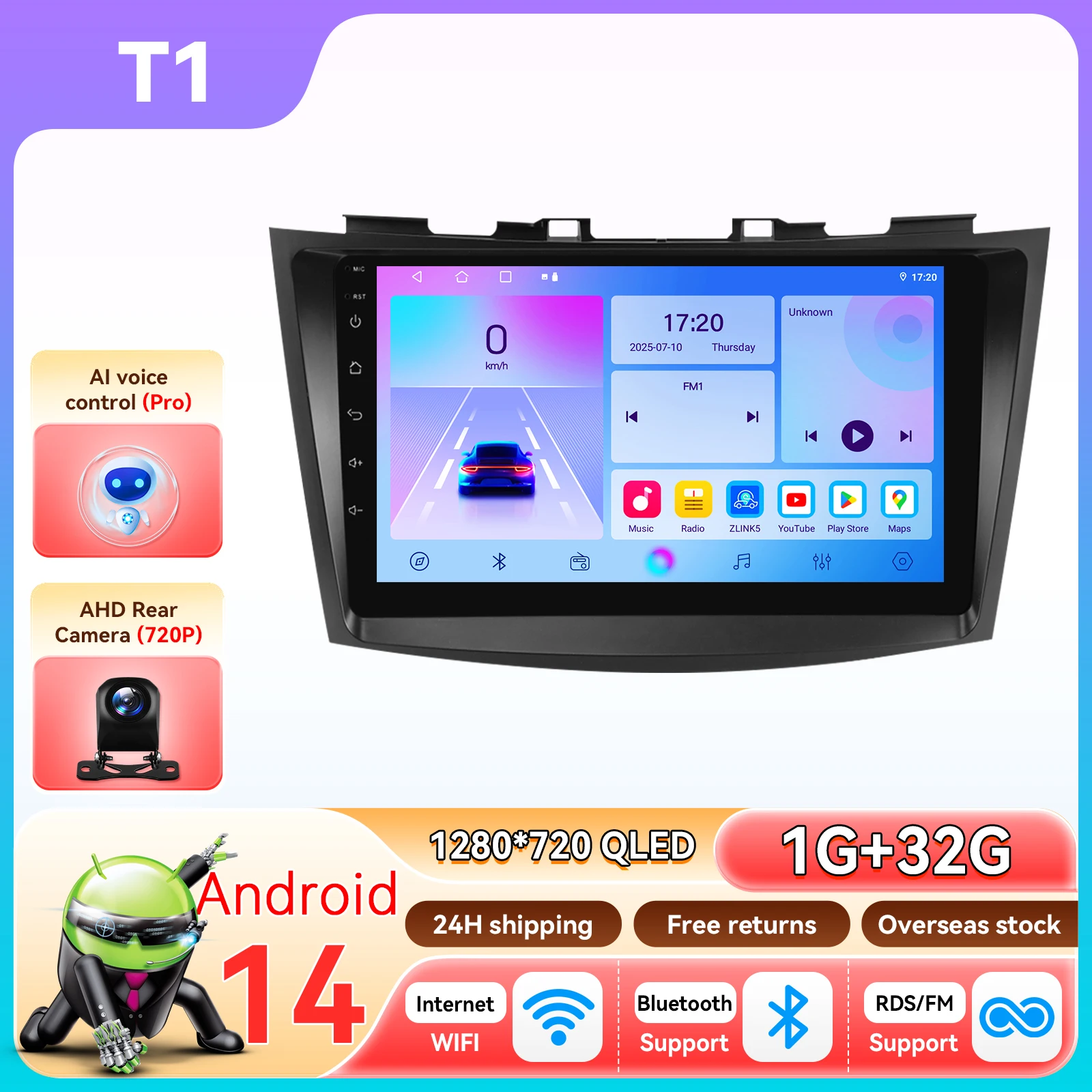 Hizpo 8Core 2Din AI Android 14 Autoradio Voor Suzuki Swift 4 2011-2015 Auto Multimedia GPS 4G Carplay door Qualcomm Snapdragon6115