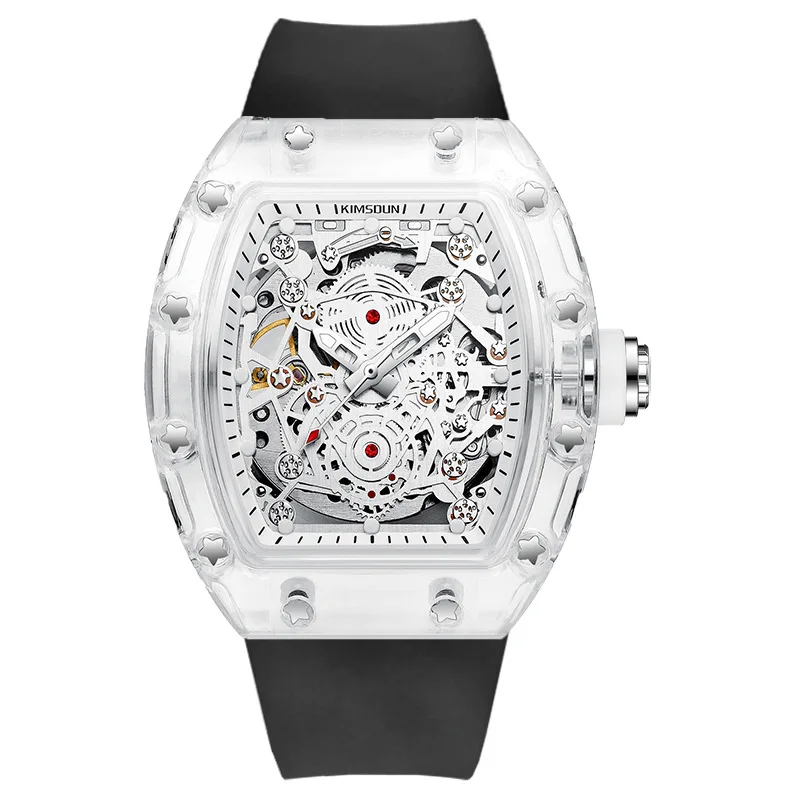 Kingston Transparent Barrel-shaped Waterproof Hollow Fully Automatic Mechanical Watch Men's Watch Fashionable Men's Watch