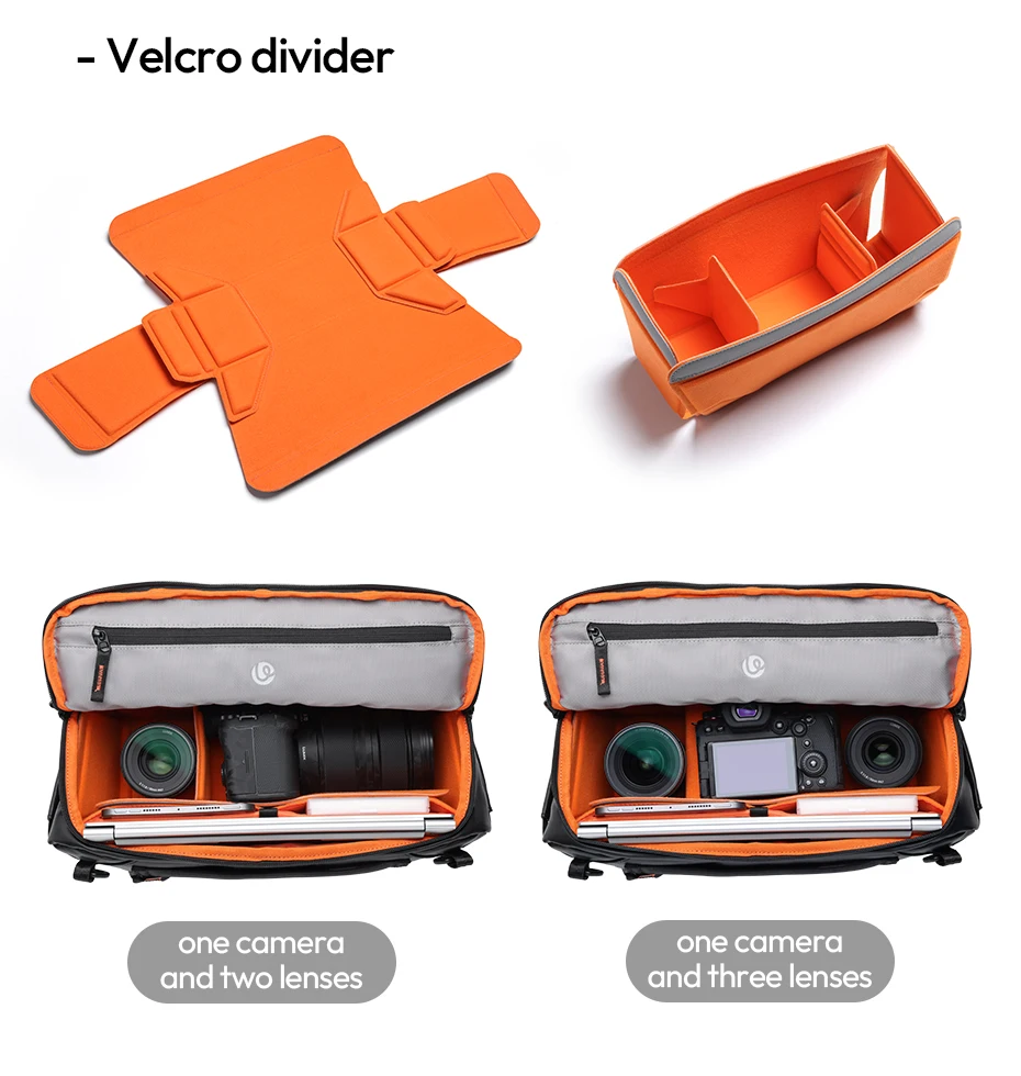 Ulanzi SU02 13L Umhängetasche für Kameras, Objektive, Laptops, Reisen, Schultertasche, Handgepäckhülle mit abnehmbarem Trennwand – Detail 9
