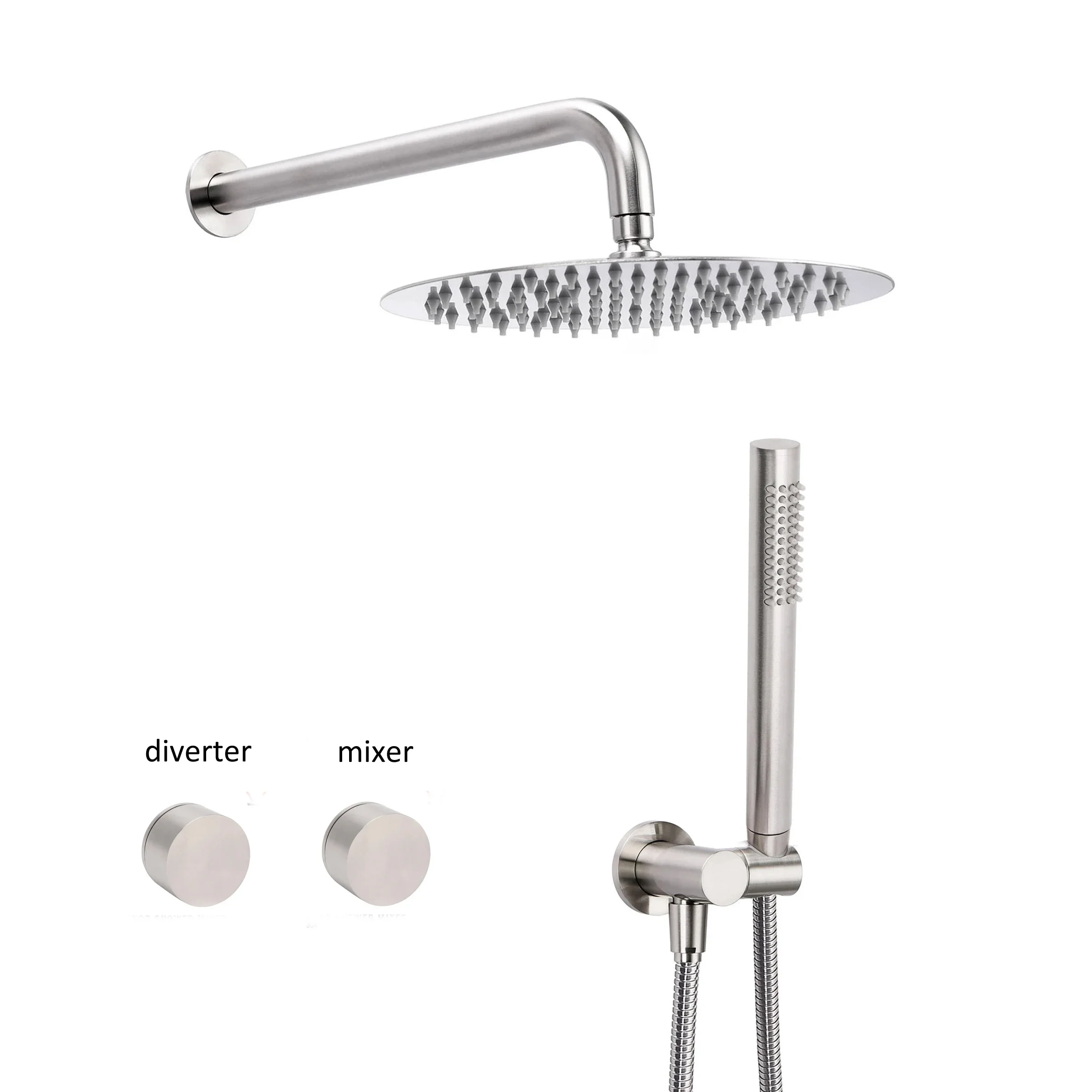 KYLINS نحى الفولاذ المقاوم للصدأ 2 طريقة صمام دش مخفي كلبشة صنبور ساخن بارد مع نظام دش مزدوج مجموعة الحائط