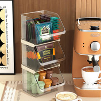 Tea bag storage box, office desk, coffee capsule storage rack, desktop storage rack, double-layer tea snacks, tea room shelf