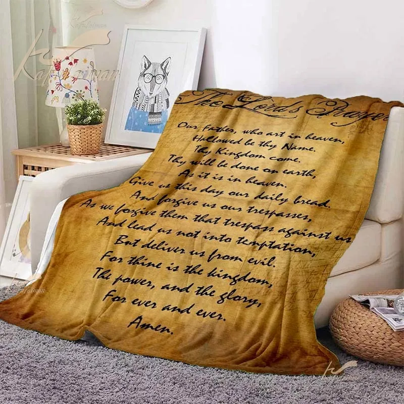 Bible Throw Blanket Esus Religion The Lord Prayer Plush Cover Soft Cozy Blanket for Sofa Chair Bed Plaid,religion Souvenir Gifts