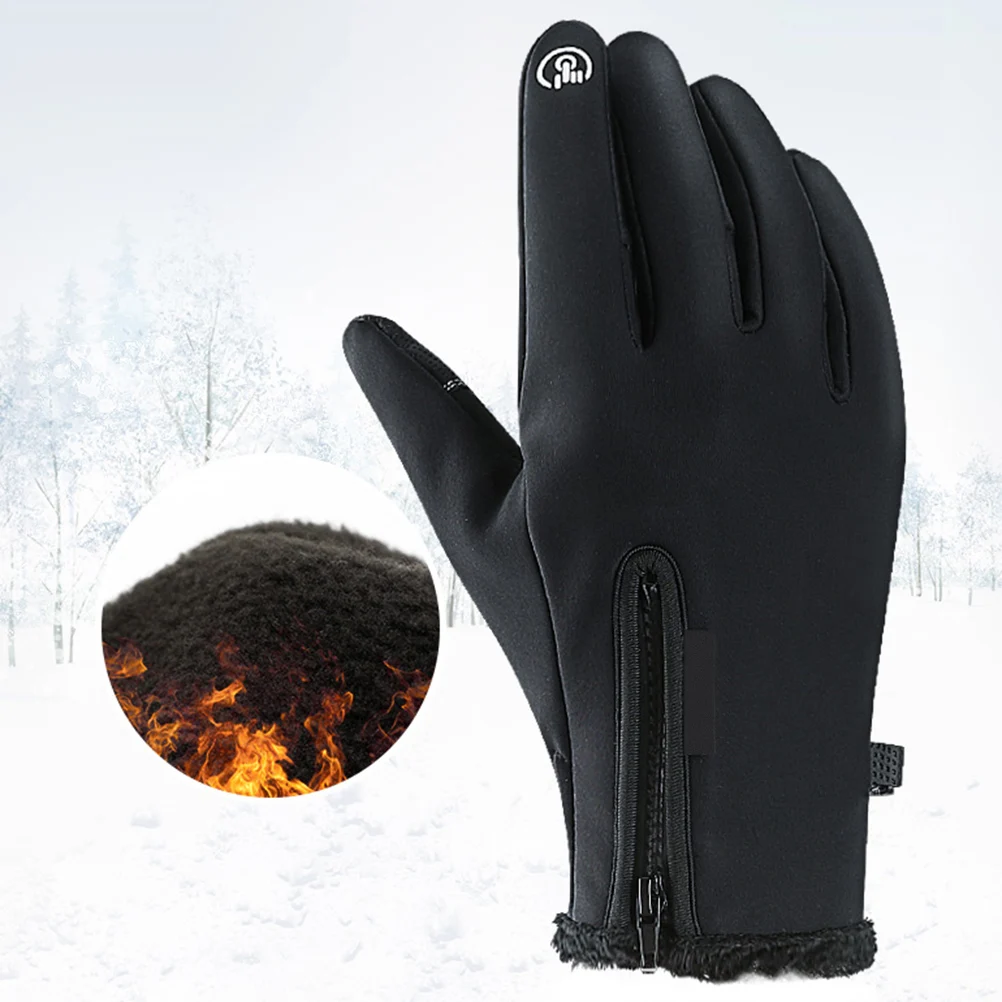 

Waterproof Touch Screen Gloves Bike Winter Mens Riding Outdoor Women Cycling for Zipper Hiking