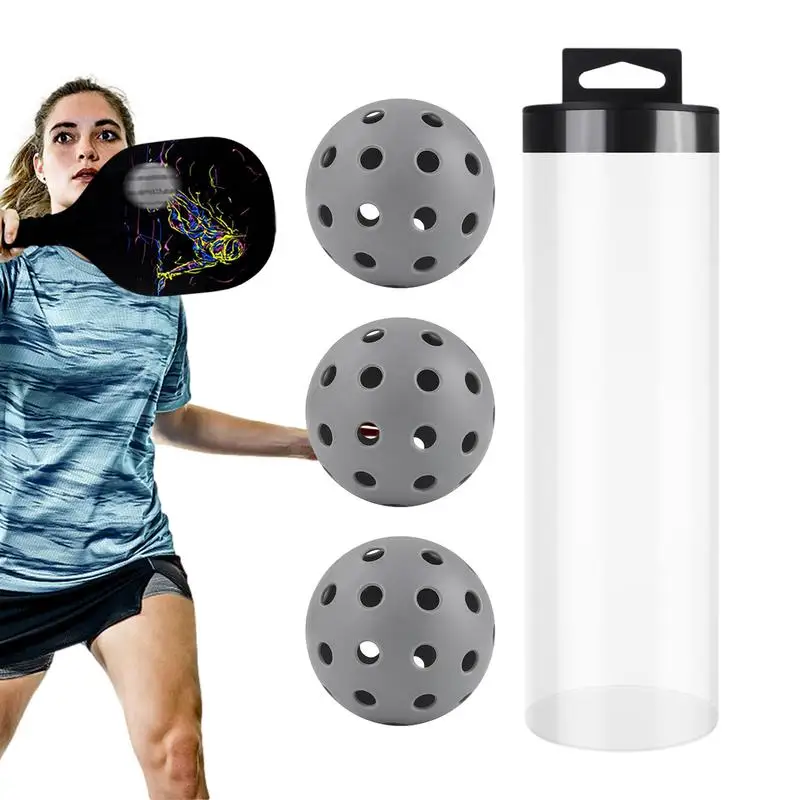 Pickle Balls Accessories 3X PE Yard Activities Pickle Balls 74mm Sports 40-hole Pickle Balls Highly Elastic With Storage Tube