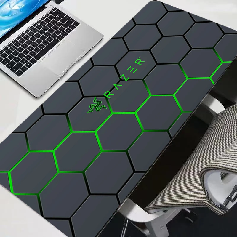 E-sports Mouse Pads XXL Gaming Computer Accessories Gamer Non-slip Keyboard Pad Razer Logo Natural Rubber Mousepads Edge White