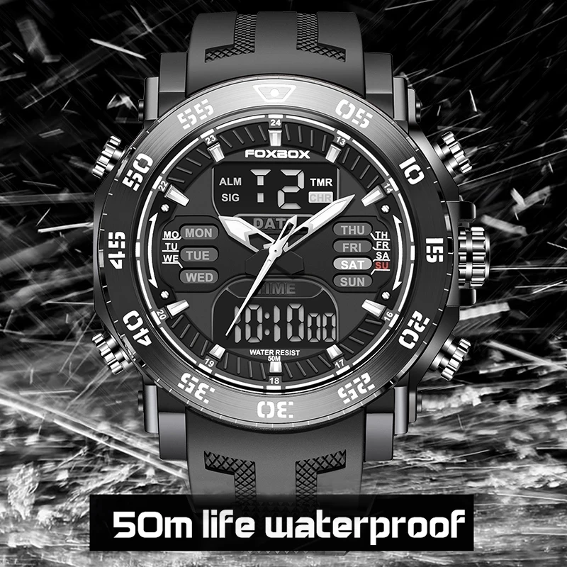 LIGE Digital Men Military Watch 50m Waterproof Wristwatch LED Quartz Clock Sport Watch Male Big Watches Men Relogios Masculino