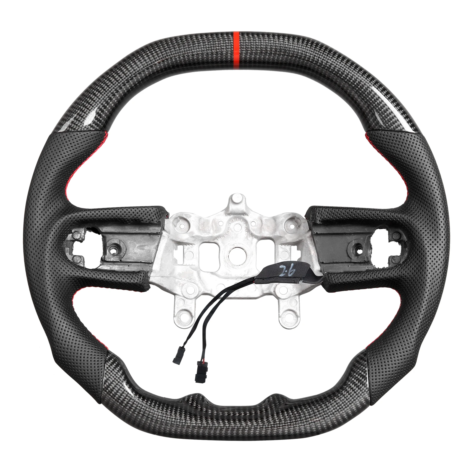 Real Carbon Fiber Steering Wheel With Heated Function Red Top Stripe Fit For Jeep Wrangler JL Gladiator 2018-2021 Car Accessories