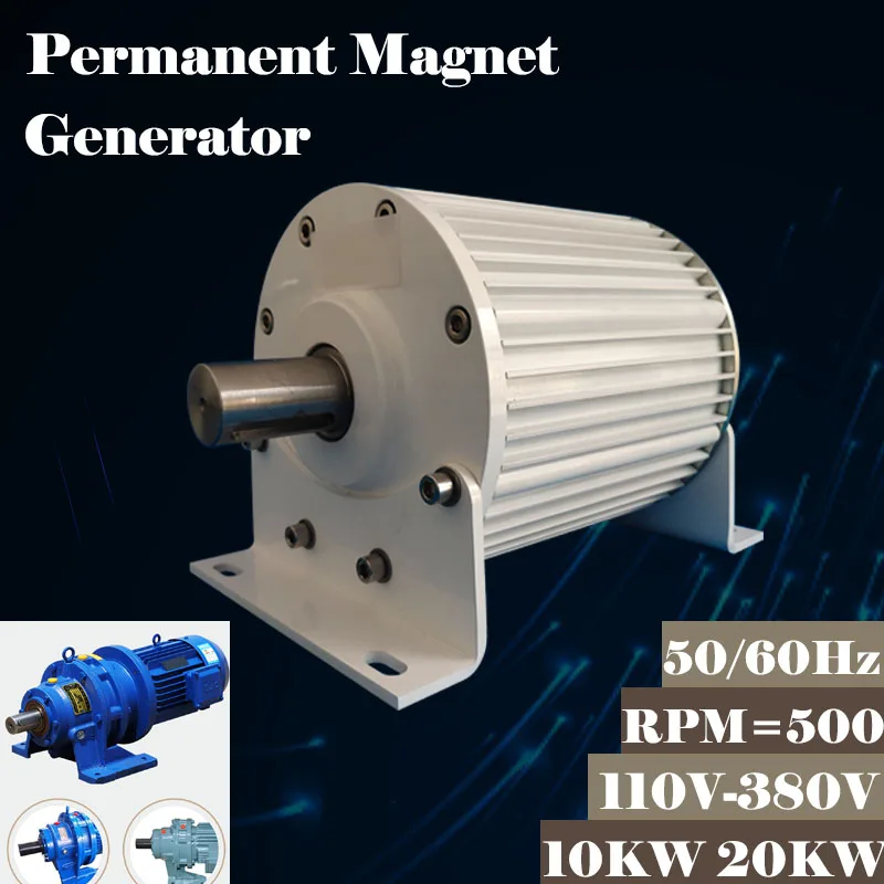 

Low RPM 10KW 20KW 30KW 500RPM 110V 220V 380V Gearless Permanent Magnet Generator AC Alternators Use For Wind/Water Turbine