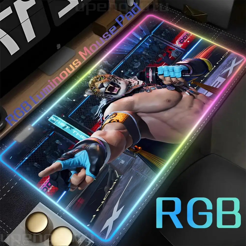 Desktop Setup Mouse Pad RGB Non-Slip Tekken 8 Rubber Edge Popular locking mouse Durable Desktop Pad Desk mats Pink art mat