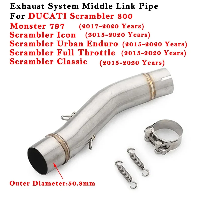

Slip On For Ducati Scrambler 800 Monster 797 2015 - 2020 Motorcycle Exhaust System Modified Muffler Connection Tube 51mm Link