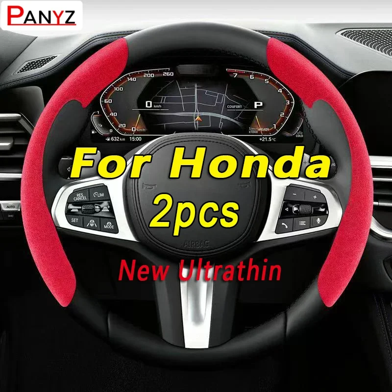 Capa de couro para volante de carro, camurça preta, para honda city odyssey civic crv hrv legend jazz rr vti fi