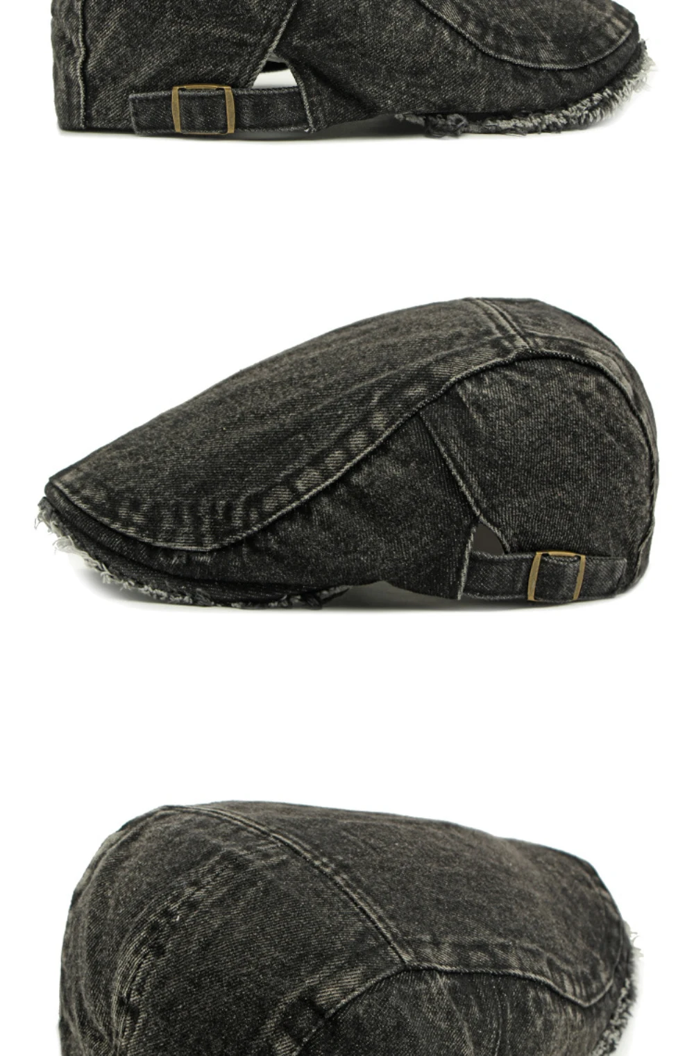 HT4797 Herren- und Damen-Baskenmützen, Einfarbige Baumwoll-Flatcap, Retro Künstler-Mütze für Alle Jahreszeiten, Denim-Baskenmütze – Detail 11