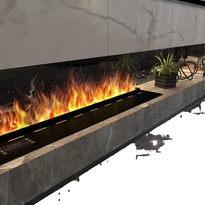 Chauffage de cheminée moderne compatible WiFi, télécommande intégrée en langue française pour usage intérieur, métal australien et acier