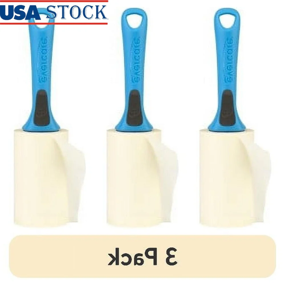 

95-слойный очень липкий валик для ворса, 3 упаковки, эргономичная ручка, легко отрывающиеся листы, удаление шерсти домашних животных, домашнее использование в автомобиле