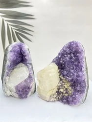 The Symbiosis Of Natural Amethyst And White Crystal Creates A Natural Geode  Reiki Therapy  Home Decoration  Wealth  Feng Shui