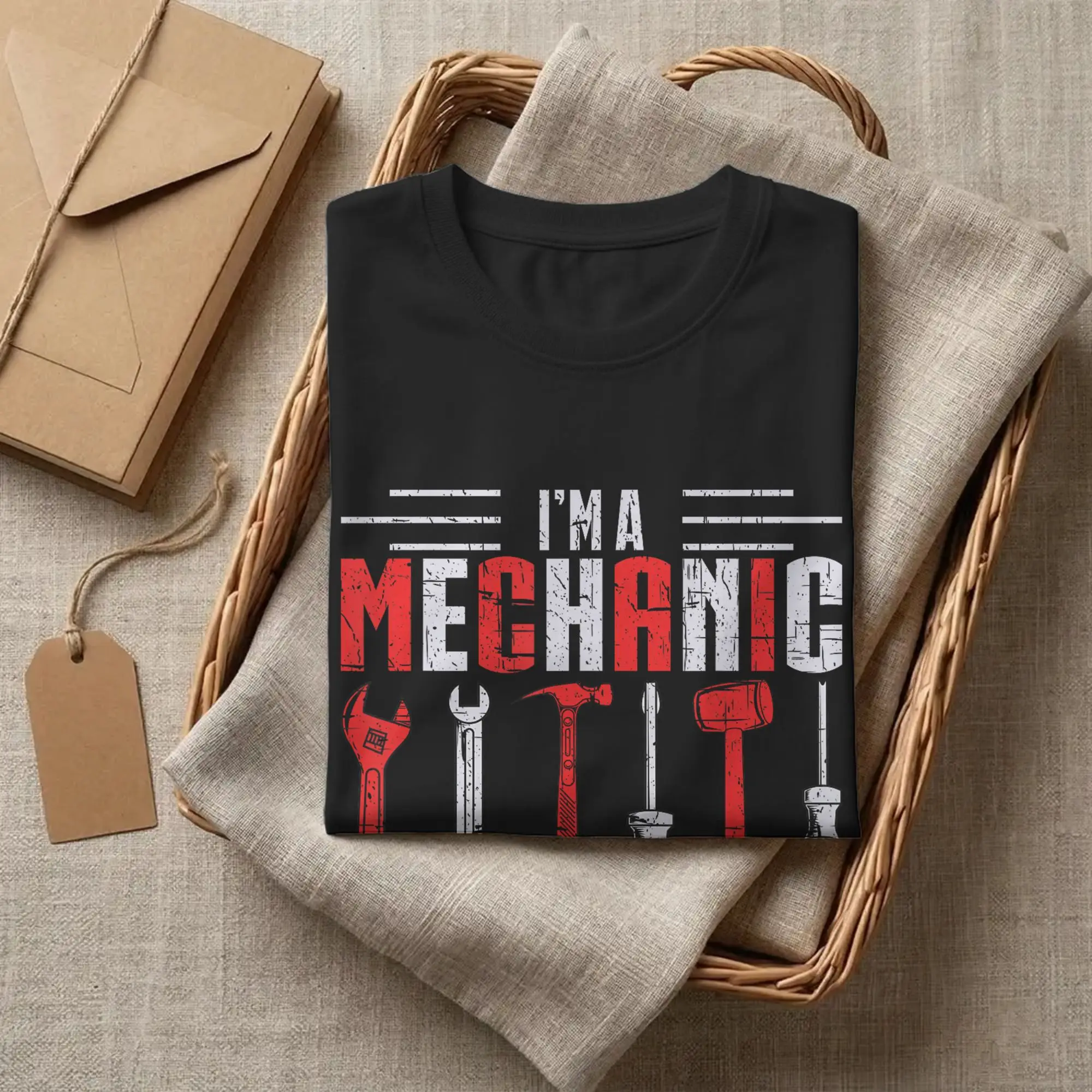 Men T-Shirt A Mechanic Not A Magician Humorous Cotton Tees Short Sleeve Humour Engineer T Shirt Round Collar merchandise Classic