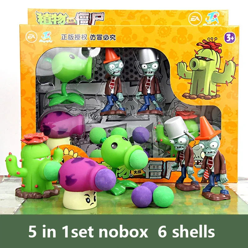 Plants Vs Zombies 2 Playset Cactus Peashooter Coconut Cannon Genuine Game Scene Figure Ornaments Soft Silicone Birthday Gift Boy