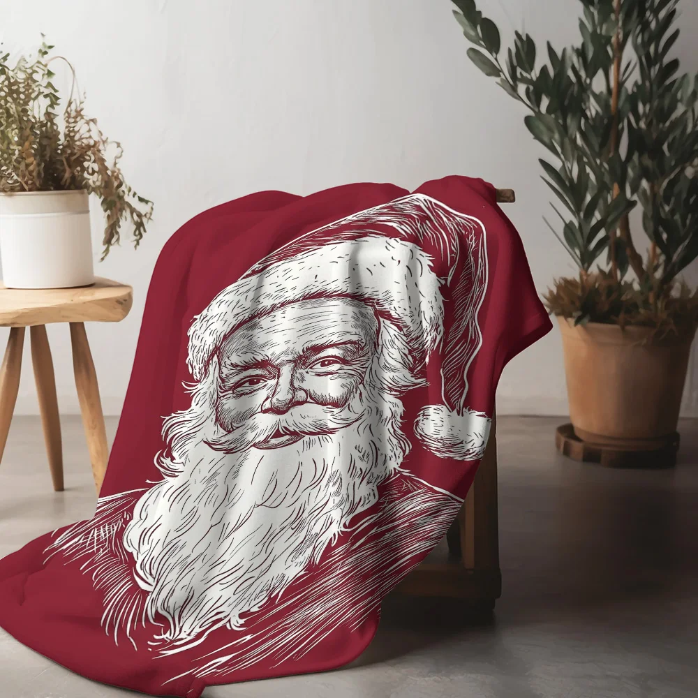 

Tuniu Santa Claus Print Fleece Blanket Warm Cozy Sofa Bed Throw for Home Decoration