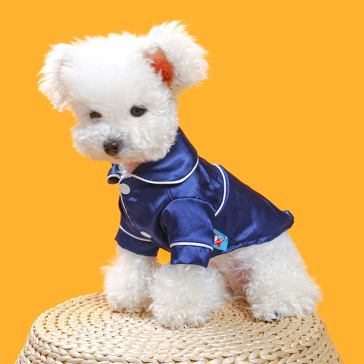 1PC Pet Clothing Cat Spring/Summer French Fragrant Vibrant Pajamas Navy Blue Suitable for Small and Medium Dogs